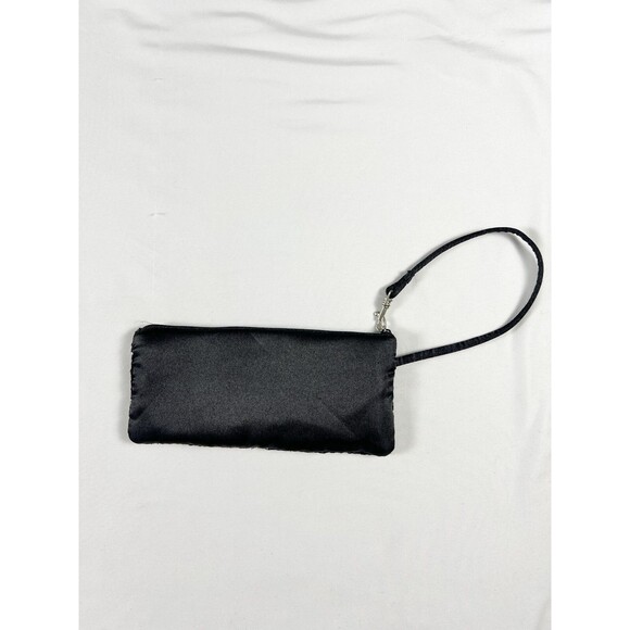 Liz Claiborne Beaded Wristlet Satin Y2K Hearts Black Goth Glam Kidcore Going Out - Picture 3 of 12
